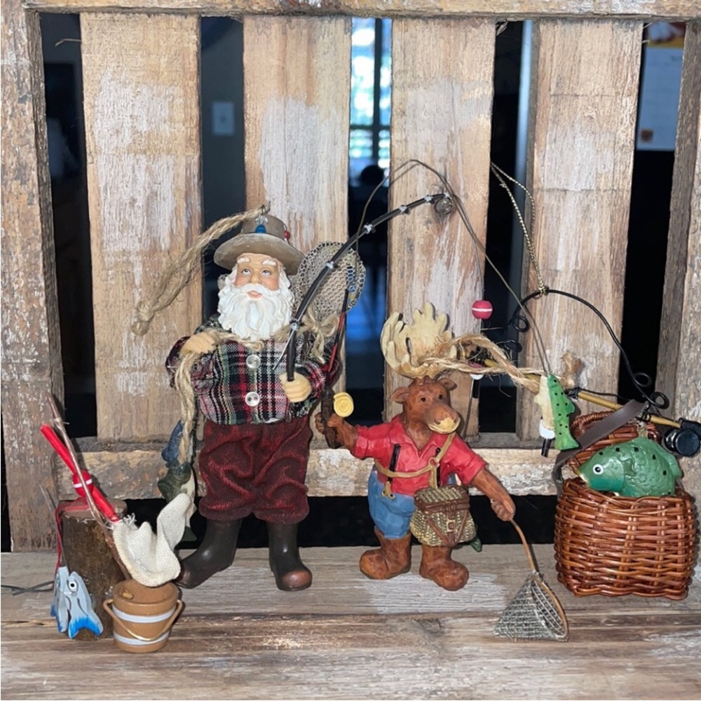 Vintage Christmas ornaments fishing design